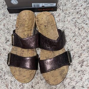 Vionic platform wedge Sandals with bronze adjustable straps